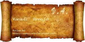 Vankó Arnold névjegykártya