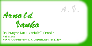 arnold vanko business card